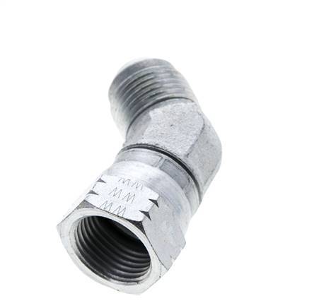 45° JIC L-Koppeling UNF 7/8''-14 Buitendraad X Binnendraad Staal 210bar
