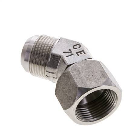 45° JIC L-Koppeling UN 1-5/16''-12 Buitendraad X Binnendraad RVS 170bar