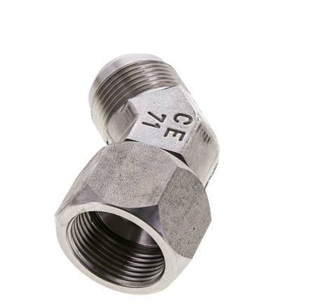 45° JIC L-Koppeling UN 1-5/16''-12 Buitendraad X Binnendraad RVS 170bar