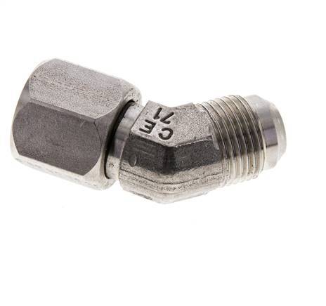 45° JIC L-Koppeling UNF 7/8''-14 Buitendraad X Binnendraad RVS 210bar