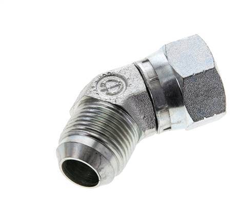 45° JIC L-Koppeling UN 1-1/16''-12 Buitendraad X Binnendraad Staal 210bar