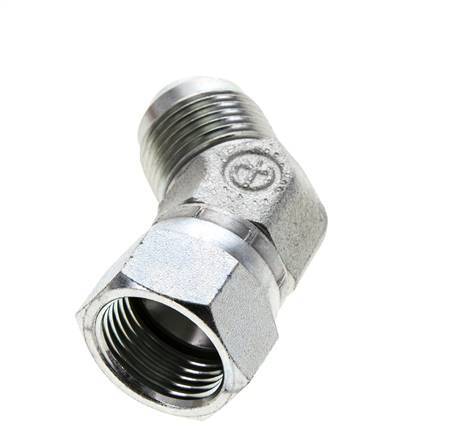45° JIC L-Koppeling UN 1-1/16''-12 Buitendraad X Binnendraad Staal 210bar