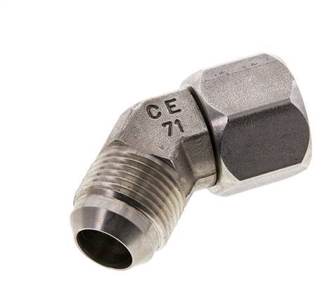 45° JIC L-Koppeling UN 1-1/16''-12 Buitendraad X Binnendraad RVS 210bar