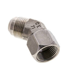 45° JIC L-Koppeling UN 1-1/16''-12 Buitendraad X Binnendraad RVS 210bar