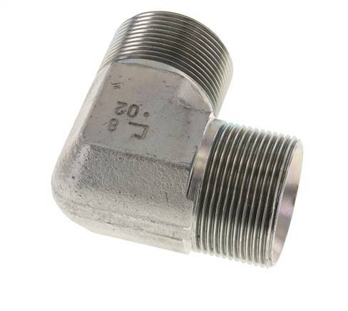90° L-Koppeling G1 1/2'' Hoge Druk Staal 60° Conus 190bar Hydrauliek