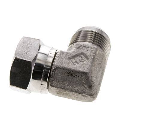 90° JIC L-Koppeling UN 1-5/16''-12 Buitendraad X Binnendraad RVS 170bar