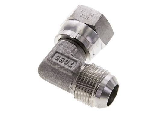 90° JIC L-Koppeling UN 1-1/16''-12 Buitendraad X Binnendraad RVS 210bar