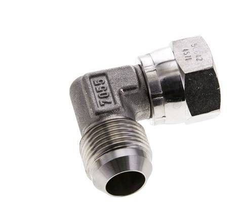 90° JIC L-Koppeling UN 1-1/16''-12 Buitendraad X Binnendraad RVS 210bar