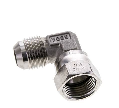 90° JIC L-Koppeling UN 1-1/16''-12 Buitendraad X Binnendraad RVS 210bar