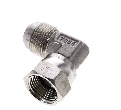 90° JIC L-Koppeling UN 1-1/16''-12 Buitendraad X Binnendraad RVS 210bar