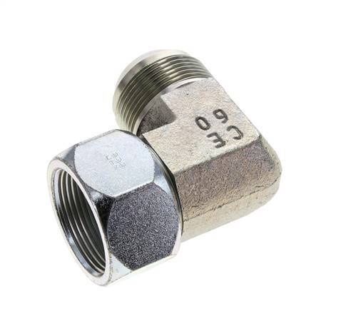 90° JIC L-Koppeling UN 1-5/8''-12 Buitendraad X Binnendraad Staal 140bar