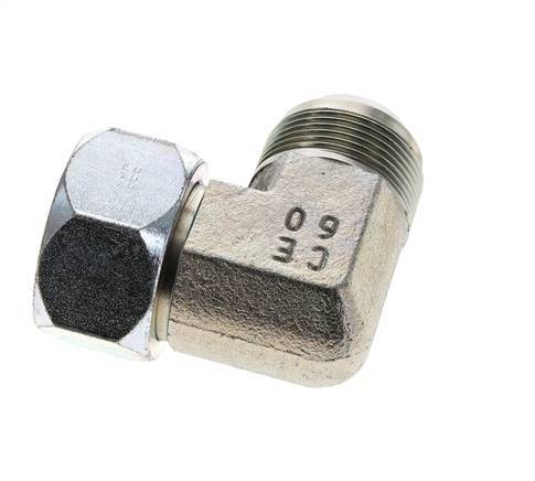 90° JIC L-Koppeling UN 1-5/8''-12 Buitendraad X Binnendraad Staal 140bar
