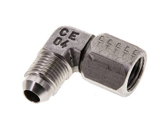 90° JIC L-Koppeling UNF 1/2''-20 Buitendraad X Binnendraad RVS 275bar