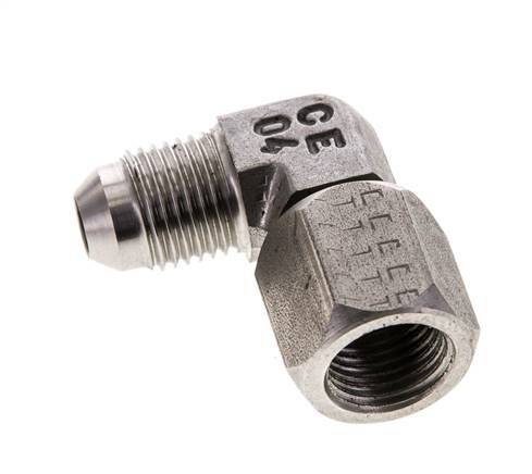 90° JIC L-Koppeling UNF 1/2''-20 Buitendraad X Binnendraad RVS 275bar