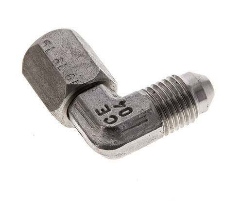 90° JIC L-Koppeling UNF 7/16''-20 Buitendraad X Binnendraad RVS 310bar