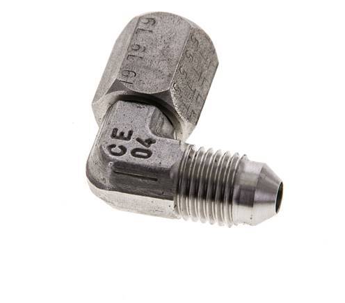 90° JIC L-Koppeling UNF 7/16''-20 Buitendraad X Binnendraad RVS 310bar