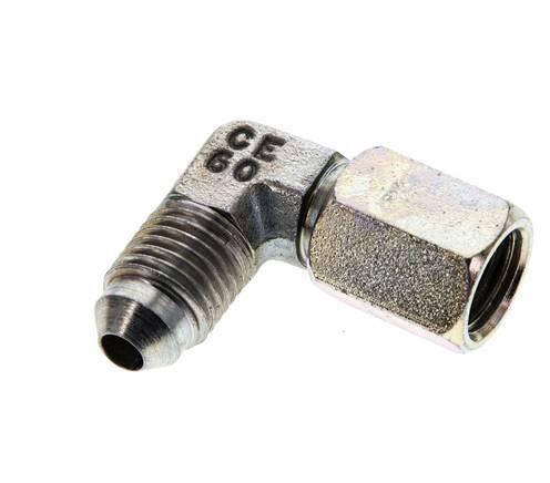 90° JIC L-Koppeling UNF 7/16''-20 Buitendraad X Binnendraad Staal 310bar