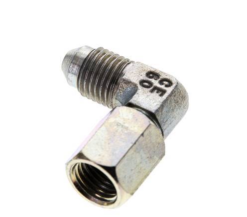 90° JIC L-Koppeling UNF 7/16''-20 Buitendraad X Binnendraad Staal 310bar