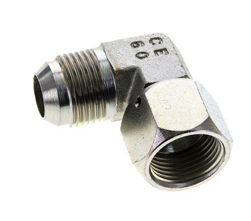 90° JIC L-Koppeling UN 1-1/16''-12 Buitendraad X Binnendraad Staal 210bar