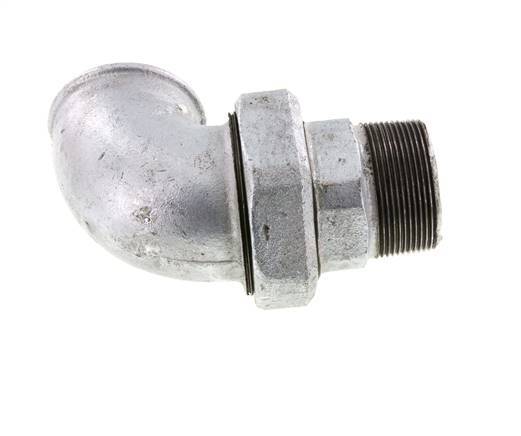 90° L-Koppeling Aansluiting 2'' Buitendraad R X Binnendraad Rp Gietijzer Conische Afdichting 25bar