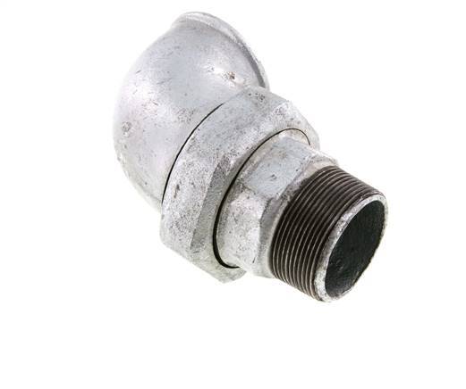 90° L-Koppeling Aansluiting 2'' Buitendraad R X Binnendraad Rp Gietijzer Conische Afdichting 25bar