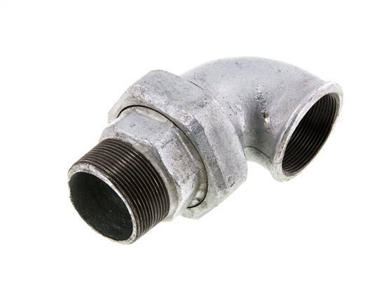 90° L-Koppeling Aansluiting 2'' Buitendraad R X Binnendraad Rp Gietijzer Conische Afdichting 25bar
