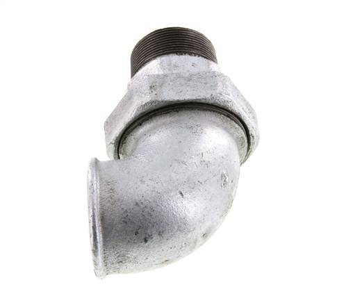 90° L-Koppeling Aansluiting 2'' Buitendraad R X Binnendraad Rp Gietijzer Conische Afdichting 25bar