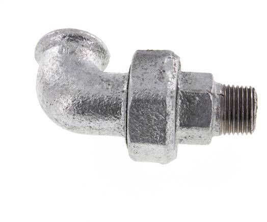 90° L-Koppeling Aansluiting 1/2'' Buitendraad R X Binnendraad Rp Gietijzer Conische Afdichting 25bar