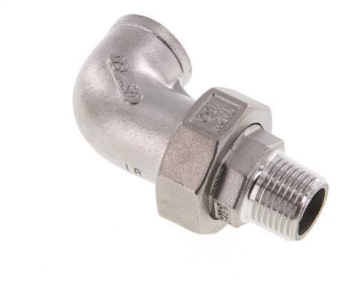 90° L-Koppeling Aansluiting 1/2'' Buitendraad R X Binnendraad Rp RVS Conische Afdichting 16bar