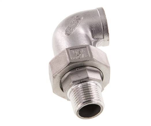 90° L-Koppeling Aansluiting 1/2'' Buitendraad R X Binnendraad Rp RVS Conische Afdichting 16bar