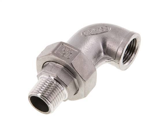 90° L-Koppeling Aansluiting 1/2'' Buitendraad R X Binnendraad Rp RVS Conische Afdichting 16bar