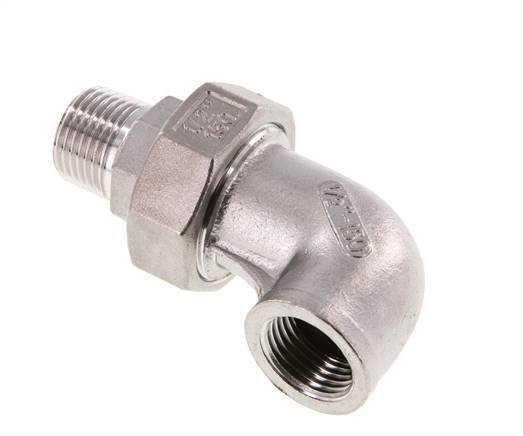 90° L-Koppeling Aansluiting 1/2'' Buitendraad R X Binnendraad Rp RVS Conische Afdichting 16bar