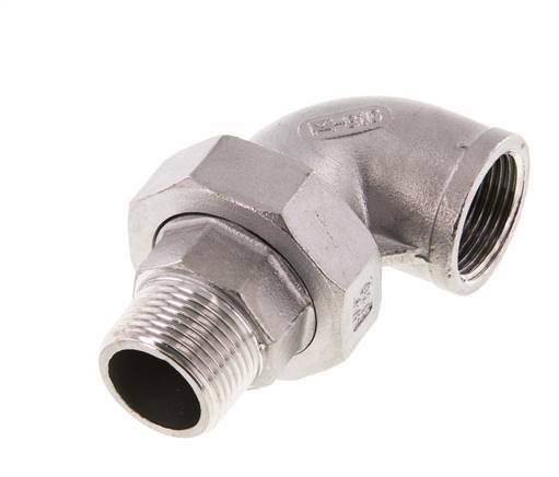 90° L-Koppeling Aansluiting 3/4'' Buitendraad R X Binnendraad Rp RVS Conische Afdichting 16bar