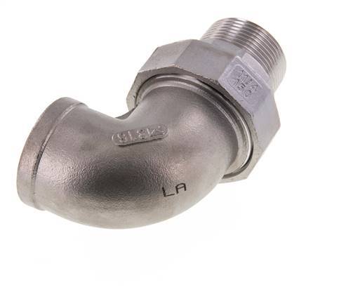 90° L-Koppeling Aansluiting 1 1/4'' Buitendraad R X Binnendraad Rp RVS Conische Seal 16bar