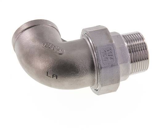 90° L-Koppeling Aansluiting 1 1/4'' Buitendraad R X Binnendraad Rp RVS Conische Seal 16bar