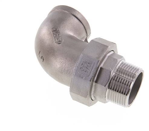 90° L-Koppeling Aansluiting 1 1/4'' Buitendraad R X Binnendraad Rp RVS Conische Seal 16bar