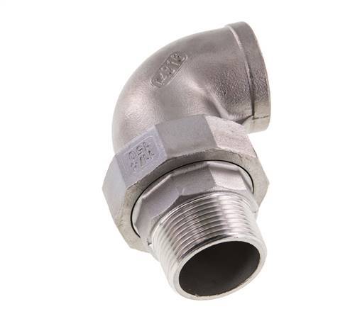 90° L-Koppeling Aansluiting 1 1/4'' Buitendraad R X Binnendraad Rp RVS Conische Seal 16bar