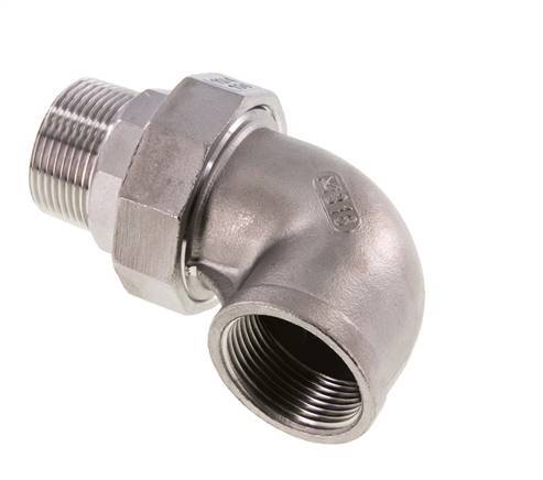 90° L-Koppeling Aansluiting 1 1/4'' Buitendraad R X Binnendraad Rp RVS Conische Seal 16bar