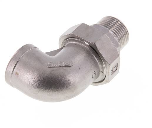 90° L-Koppeling Aansluiting 1'' Buitendraad R X Binnendraad Rp RVS Conische Seal 16bar