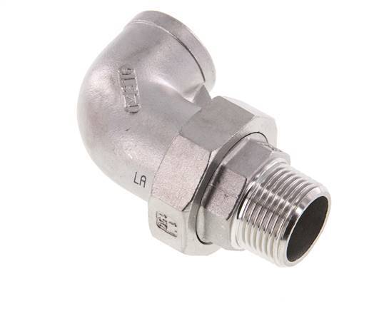 90° L-Koppeling Aansluiting 1'' Buitendraad R X Binnendraad Rp RVS Conische Seal 16bar