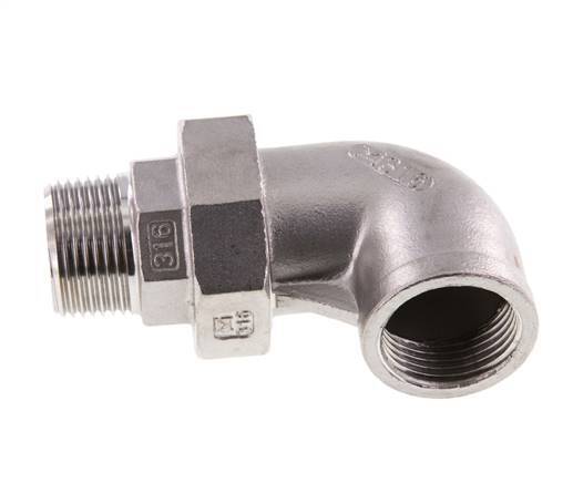 90° L-Koppeling Aansluiting 1'' Buitendraad R X Binnendraad Rp RVS Conische Seal 16bar