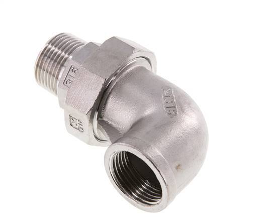 90° L-Koppeling Aansluiting 1'' Buitendraad R X Binnendraad Rp RVS Conische Seal 16bar
