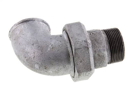 90° L-Koppeling Aansluiting 1 1/2'' Buitendraad R X Binnendraad Rp Gietijzer Conische Afdichting 25bar