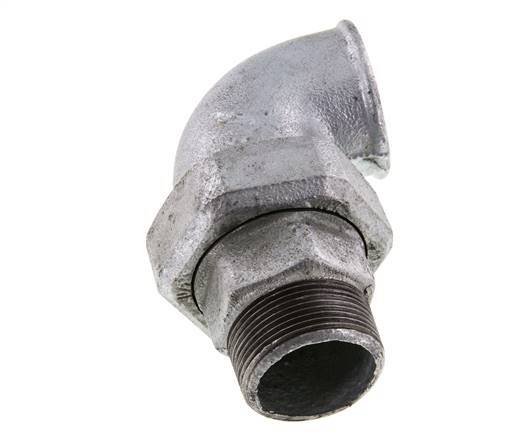 90° L-Koppeling Aansluiting 1 1/2'' Buitendraad R X Binnendraad Rp Gietijzer Conische Afdichting 25bar