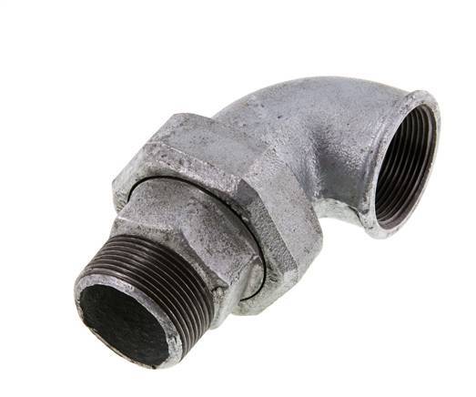 90° L-Koppeling Aansluiting 1 1/2'' Buitendraad R X Binnendraad Rp Gietijzer Conische Afdichting 25bar