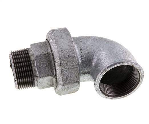 90° L-Koppeling Aansluiting 1 1/2'' Buitendraad R X Binnendraad Rp Gietijzer Conische Afdichting 25bar