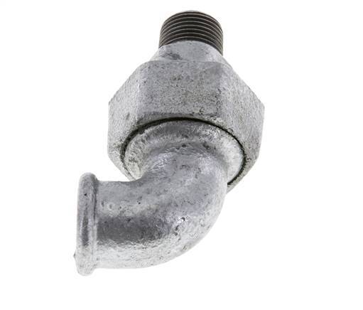90° L-Koppeling Aansluiting 3/8'' Buitendraad R X Binnendraad Rp Gietijzer Conische Afdichting 25bar