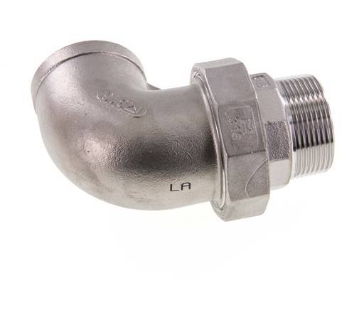 90° L-Koppeling Aansluiting 1 1/2'' Buitendraad R X Binnendraad Rp RVS Conische Afdichting 16bar