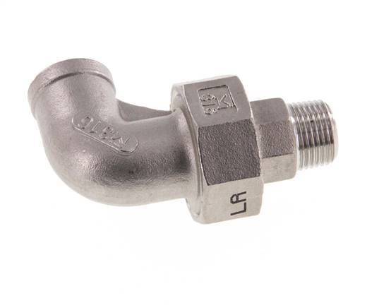 90° L-Koppeling Aansluiting 3/8'' Buitendraad R X Binnendraad Rp RVS Conische Afdichting 16bar