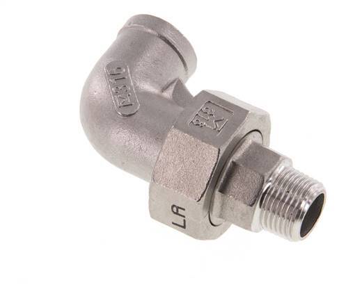 90° L-Koppeling Aansluiting 3/8'' Buitendraad R X Binnendraad Rp RVS Conische Afdichting 16bar